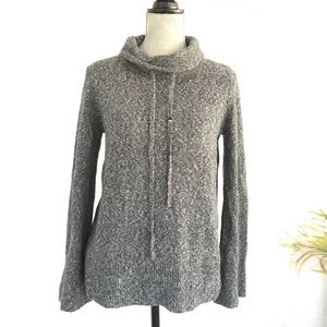 LOFT gray Boucle drawstring sweater